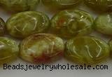 CNS633 15.5 inches 13*18mm oval green dragon serpentine jasper beads