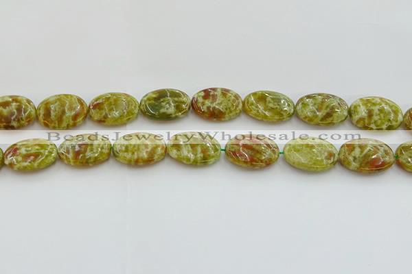 CNS634 15.5 inches 15*20mm oval green dragon serpentine jasper beads