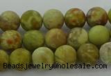 CNS651 15.5 inches 8mm round matte green dragon serpentine jasper beads