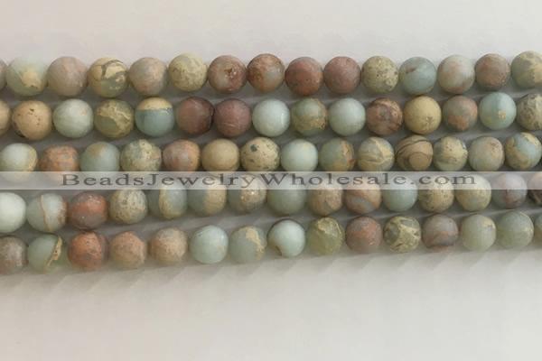 CNS707 15.5 inches 6mm round matte serpentine jasper beads