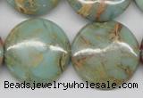 CNS84 15.5 inches 25mm flat round natural serpentine jasper beads