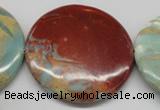 CNS88 15.5 inches 55mm flat round natural serpentine jasper beads