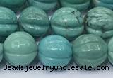 CNT540 15.5 inches 10mm carved round turquoise gemstone beads