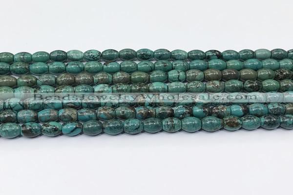 CNT547 15.5 inches 6*8mm rice turquoise gemstone beads