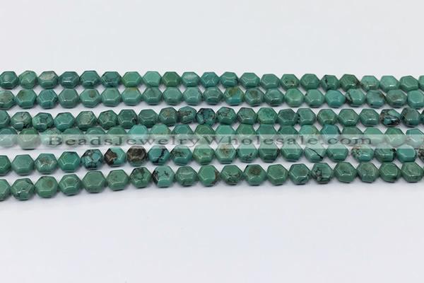 CNT548 15.5 inches 6mm hexagon turquoise gemstone beads