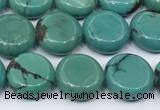 CNT560 15.5 inches 10mm flat round turquoise gemstone beads