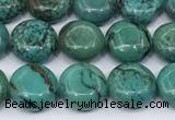 CNT561 15.5 inches 10mm flat round turquoise gemstone beads