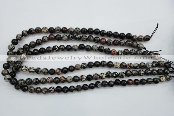 COB151 15.5 inches 8mm round snowflake obsidian beads