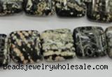 COB164 15.5 inches 16*16mm square snowflake obsidian beads