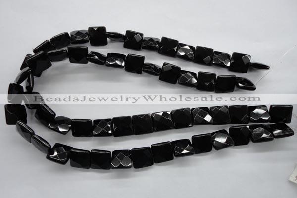 COB392 15.5 inches 14*14mm faceted square black obsidian beads