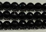 COB451 15.5 inches 6mm faceted round black obsidian beads