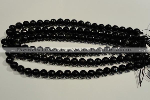 COB453 15.5 inches 10mm faceted round black obsidian beads