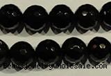 COB454 15.5 inches 12mm faceted round black obsidian beads