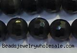 COB473 15.5 inches 6mm faceted round matte black obsidian beads