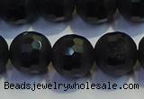 COB474 15.5 inches 8mm faceted round matte black obsidian beads