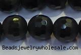 COB476 15.5 inches 12mm faceted round matte black obsidian beads