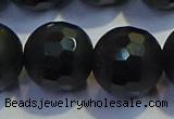 COB480 15.5 inches 20mm faceted round matte black obsidian beads