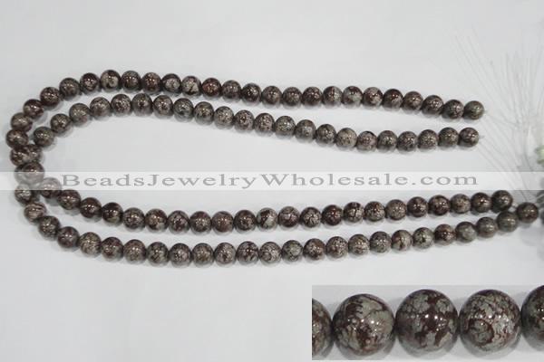 COB552 15.5 inches 8mm round red snowflake obsidian beads wholesale