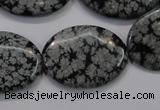 COB56 15.5 inches 22*30mm oval Chinese snowflake obsidian beads