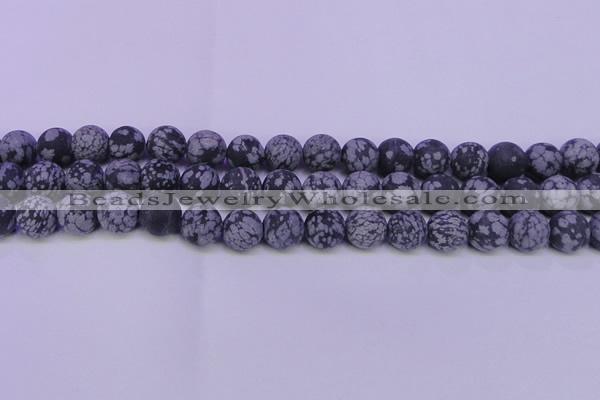 COB564 15.5 inches 12mm round matte snowflake obsidian beads