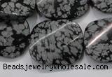 COB59 22*26mm twisted rectangle Chinese snowflake obsidian beads