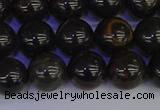 COB653 15.5 inches 10mm round gold black obsidian beads wholesale