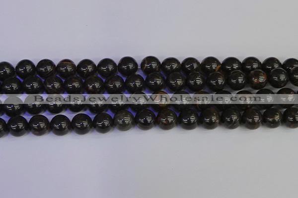 COB654 15.5 inches 12mm round gold black obsidian beads wholesale