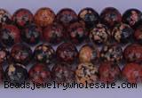 COB660 15.5 inches 4mm round red snowflake obsidian beads