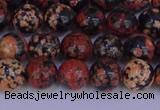 COB662 15.5 inches 8mm round red snowflake obsidian beads