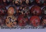 COB665 15.5 inches 14mm round red snowflake obsidian beads