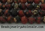 COB671 15.5 inches 6mm round matte red snowflake obsidian beads