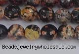 COB678 15.5 inches 8mm faceted round red snowflake obsidian beads