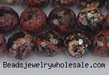 COB679 15.5 inches 10mm faceted round red snowflake obsidian beads