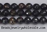 COB684 15.5 inches 4mm faceted round golden black obsidian beads