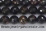 COB685 15.5 inches 6mm faceted round golden black obsidian beads