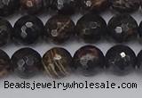 COB686 15.5 inches 8mm faceted round golden black obsidian beads