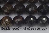 COB687 15.5 inches 10mm faceted round golden black obsidian beads