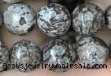 COB693 15.5 inches 10mm faceted round Chinese snowflake obsidian beads