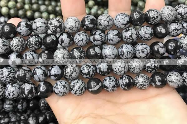 COB761 15.5 inches 10mm round snowflake obsidian beads wholesale