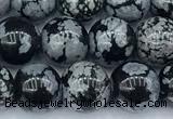 COB790 15 inches 8mm round snowflake obsidian beads, 2mm hole