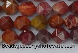 COJ1001 15.5 inches 6mm faceted nuggets red porcelain jasper beads