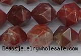 COJ1009 15.5 inches 12mm faceted nuggets pomegranate jasper beads