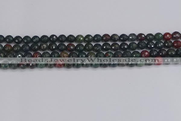 COJ311 15.5 inches 6mm faceted round Indian bloodstone beads