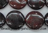 COJ35 15.5 inches 22mm flat round blood jasper gemstone beads