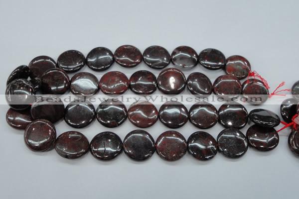 COJ35 15.5 inches 22mm flat round blood jasper gemstone beads