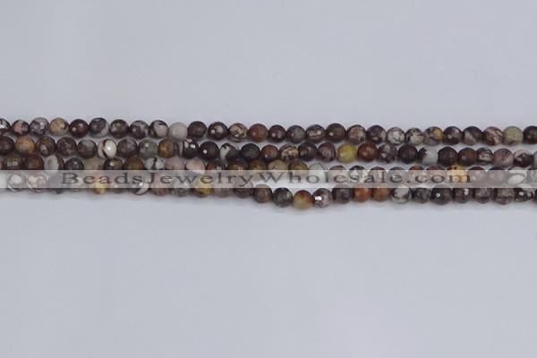 COJ360 15.5 inches 4mm faceted round outback jasper beads