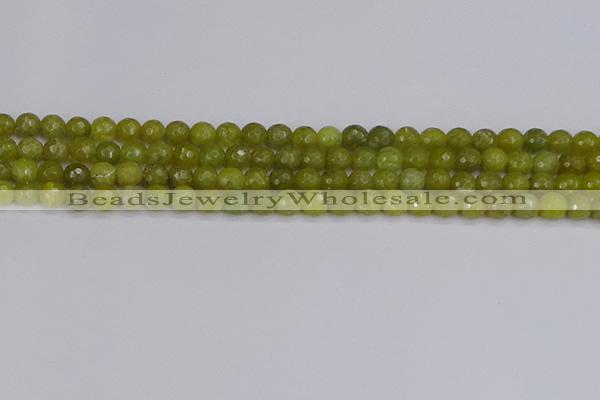 COJ409 15.5 inches 6mm faceted round olive jade beads