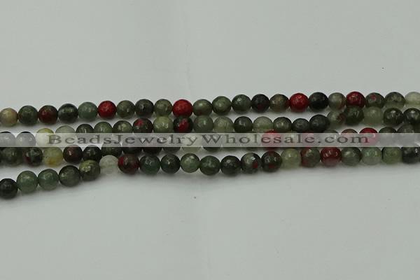 COJ461 15.5 inches 6mm faceted round blood jasper beads wholesale