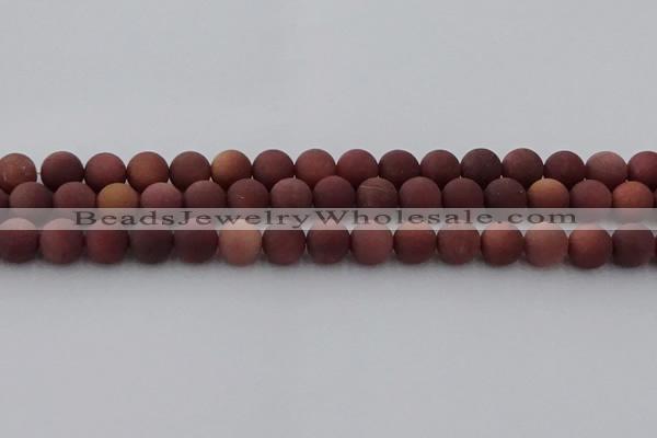 COJ473 15.5 inches 10mm round matte African blood jasper beads