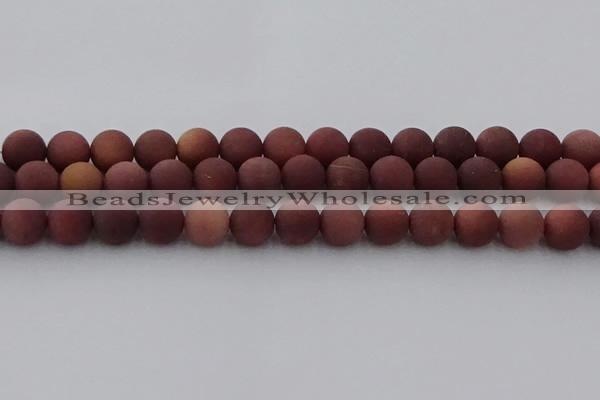 COJ474 15.5 inches 12mm round matte African blood jasper beads